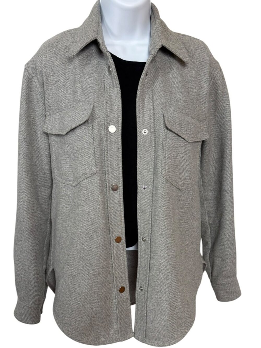 Abercrombie & Fitch Gray Snap Front Utility Jacket XS